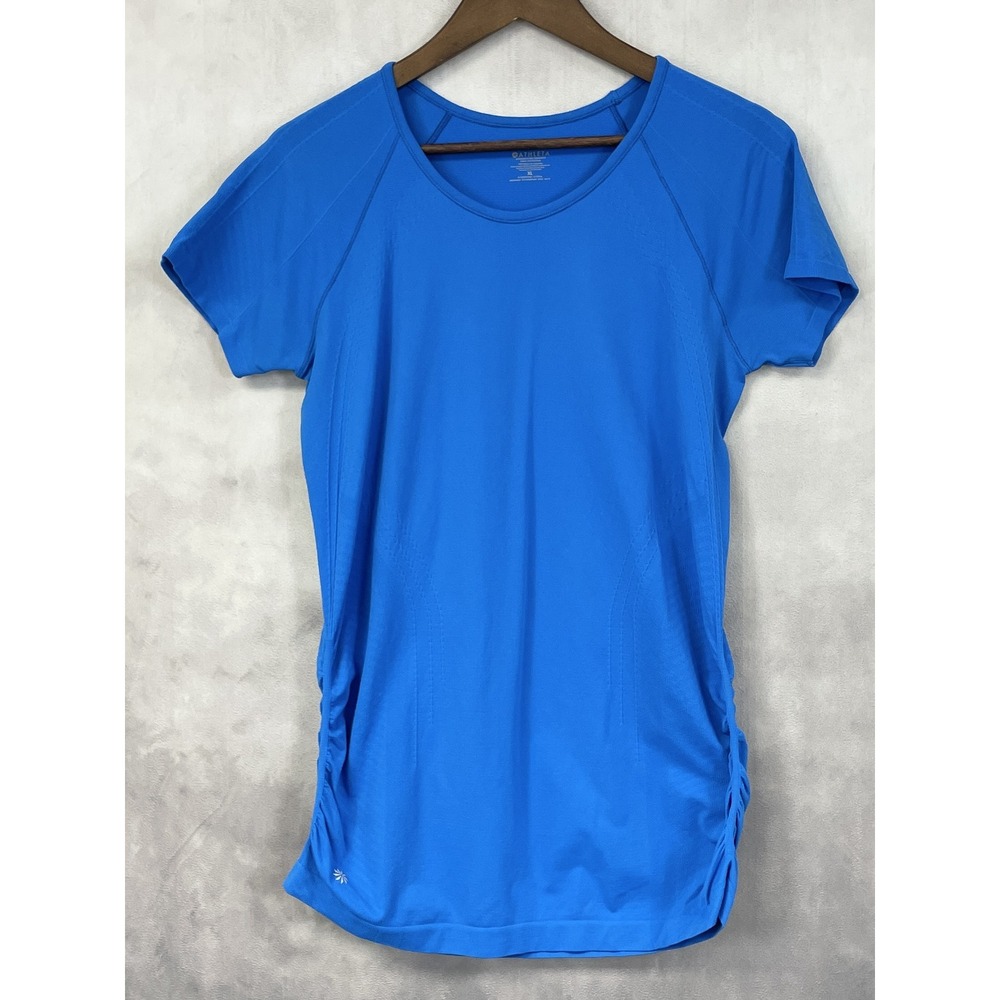 Athleta Momentum Ruched Side Short Sleeve Tee Women XL Stretch Sporty Active